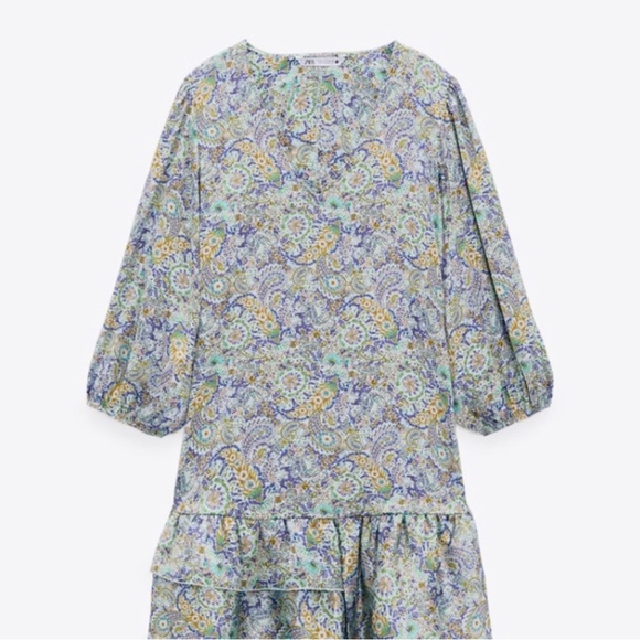 ZARA SATIN EFFECT PAISLEY DRESS - Picture 4 of 5